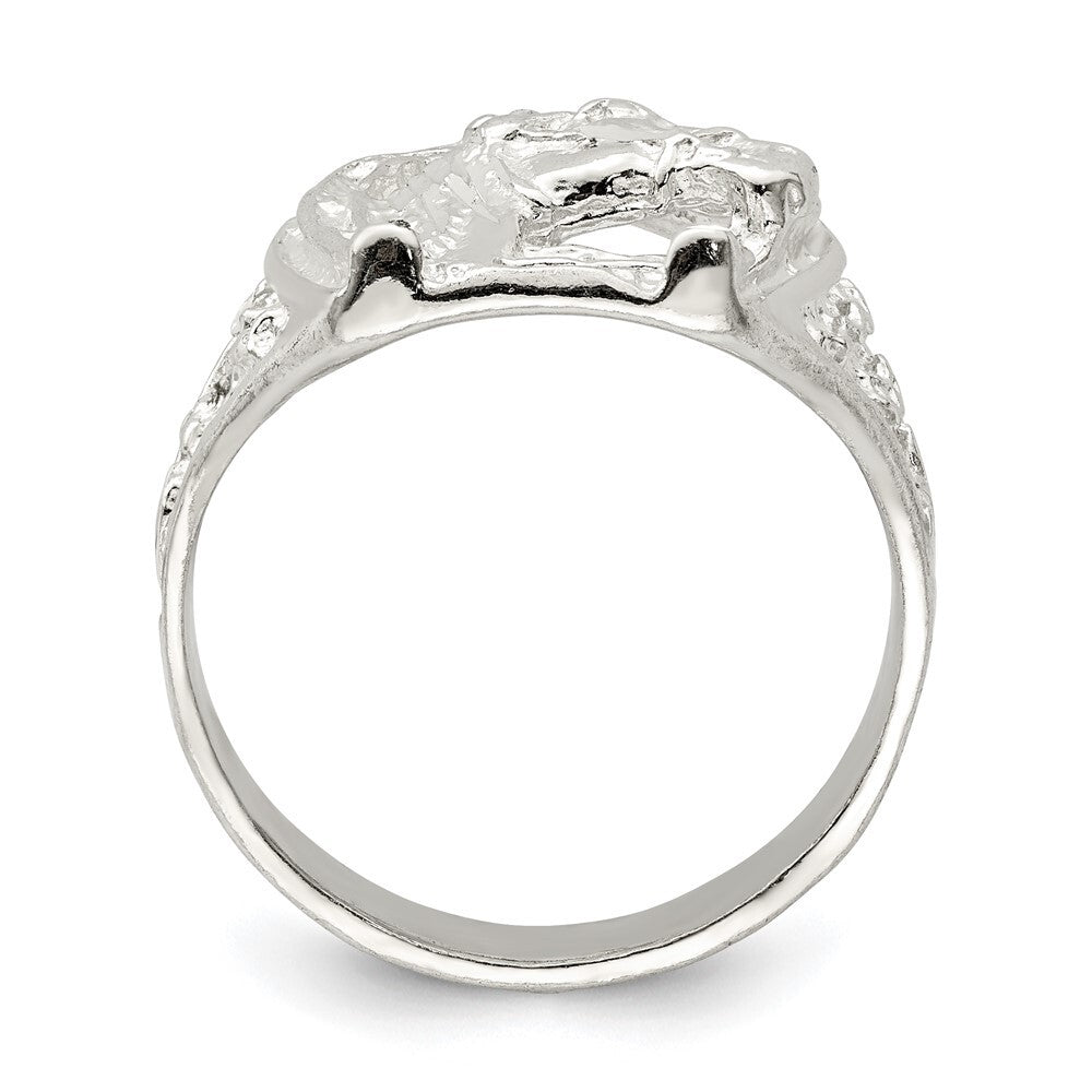 Sterling Silver Horseshoe with Horse Head Ring Size 10