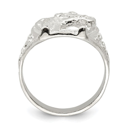 Sterling Silver Horseshoe with Horse Head Ring Size 10