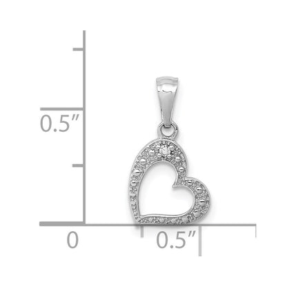 14k White Gold .01ct. Diamond Heart Pendant for Women