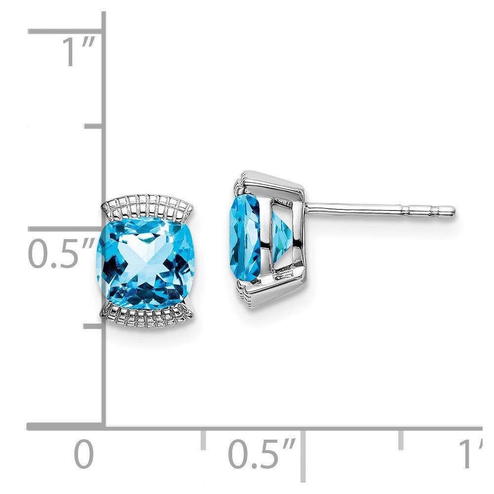 14k White Gold Blue Topaz Stud Earrings