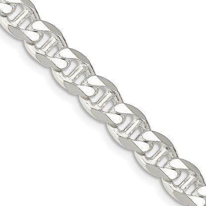 Sterling Silver 8.25mm Diamond-Cut Flat Anchor Curb Chain Necklace