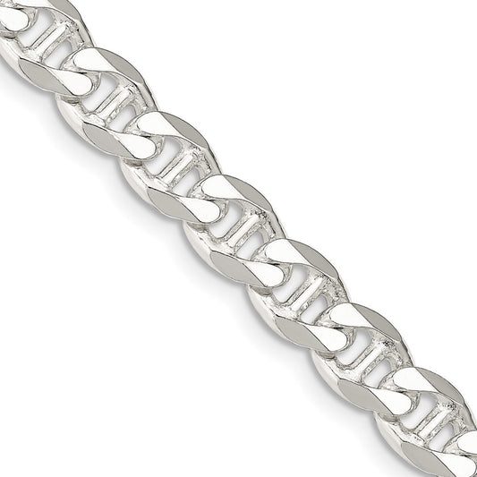 Sterling Silver 8.25mm Diamond-Cut Flat Anchor Curb Chain Necklace