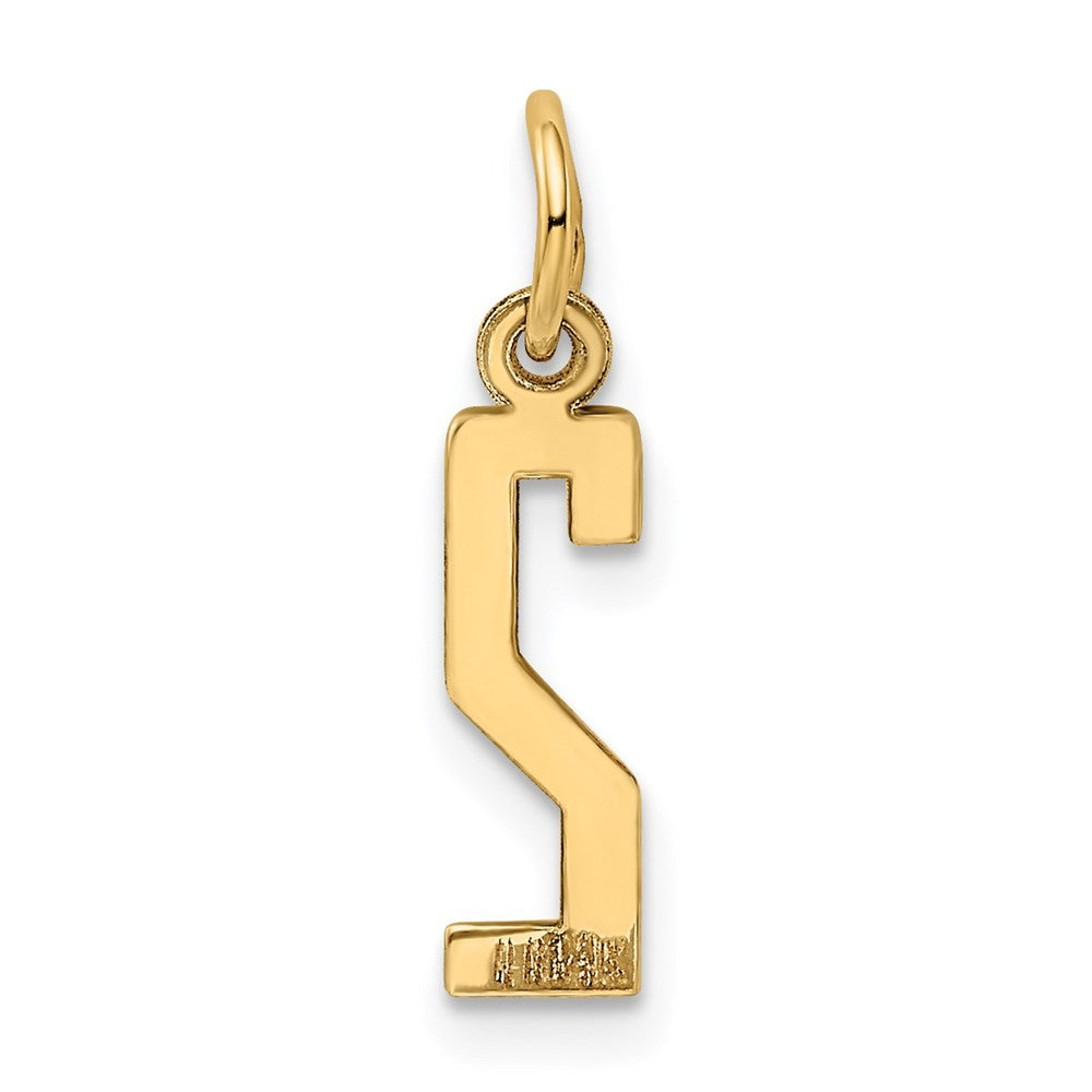 14k Yellow Gold Small Elongated Number 2 Charm