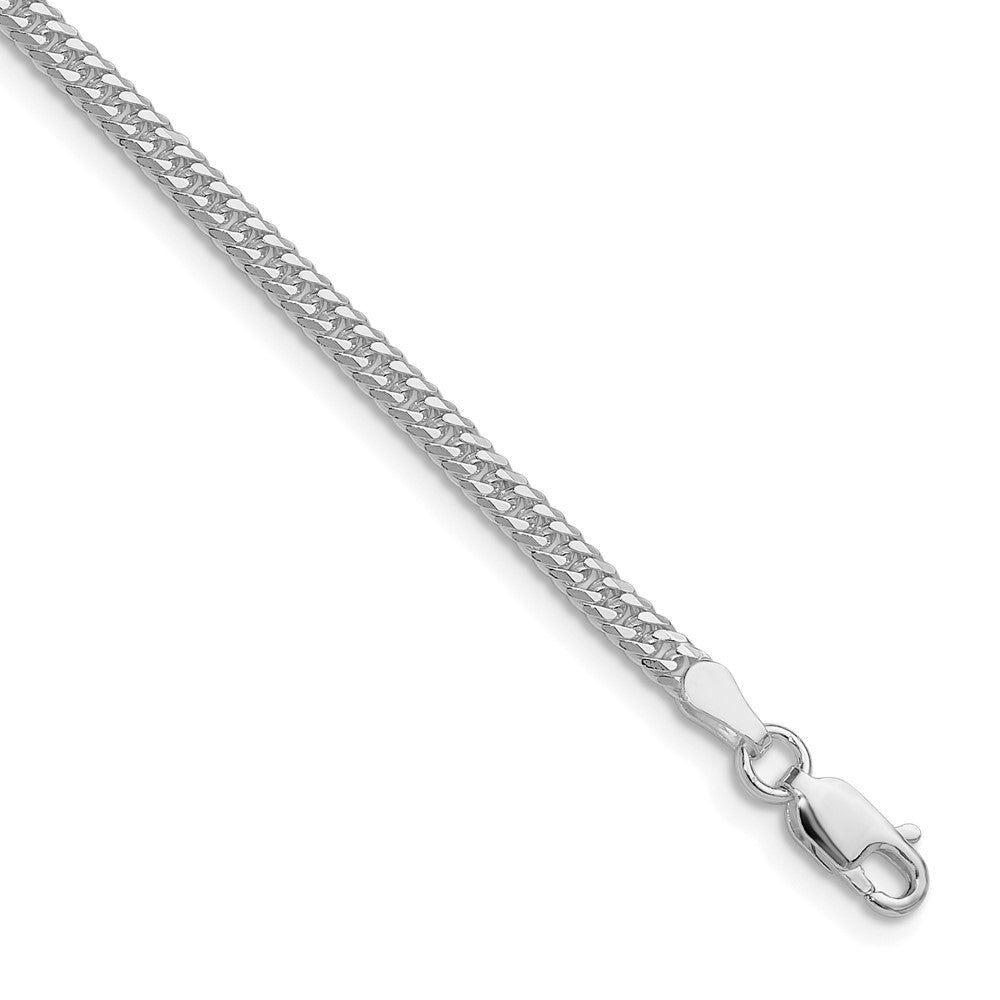Sterling Silver Rhodium-plated 3.0mm Double Diamond-cut Curb Chain Necklace