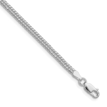 Sterling Silver Rhodium-plated 3.0mm Double Diamond-cut Curb Chain Necklace