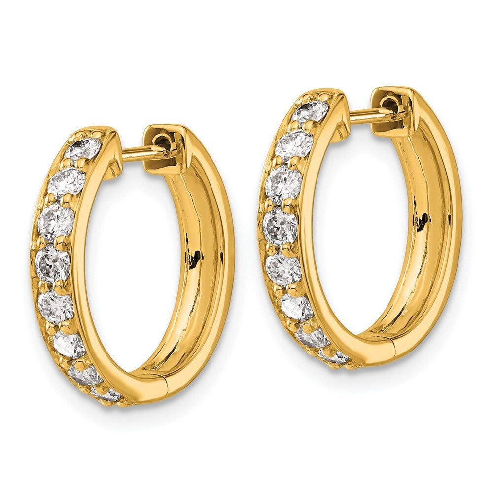 14k Yellow Gold Diamond Hinged Hoop Earrings