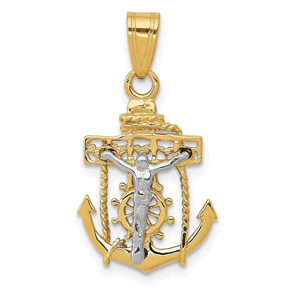 14k Two-tone Gold Mariners Cross Pendant for Women