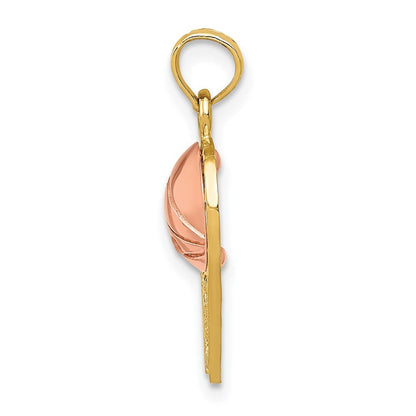 14k Two-tone Gold Basketball Hoop with Ball Pendant for Women