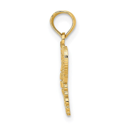 14k Yellow Gold Polished and Textured Filigree Butterfly Charm
