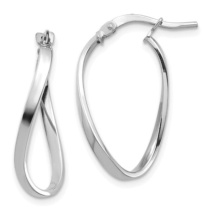 14k White Gold Polished 2mm Wavy Hoop Earrings Gift for Women