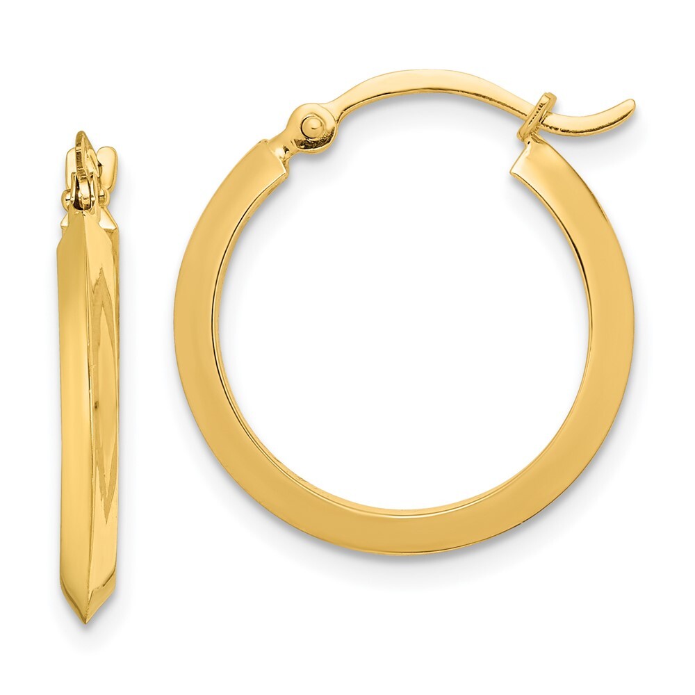 14k Yellow Gold Polished Hoop Earrings Gift for Women