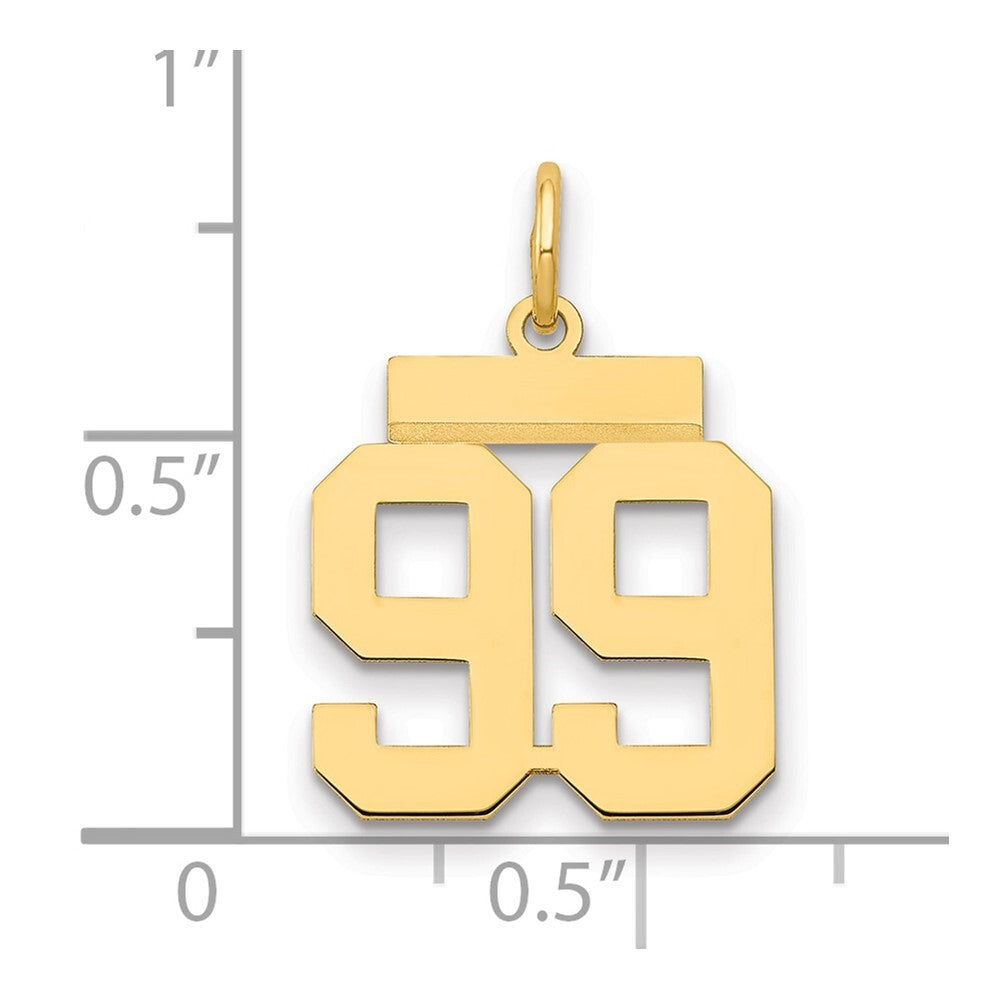 14k Yellow Gold Small Polished Number 99 Charm Pendant for Women