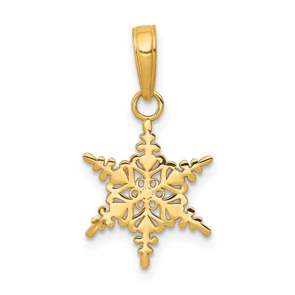 14k Yellow Gold Small Snowflake Pendant for Women
