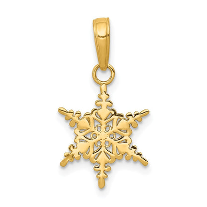 14k Yellow Gold Small Snowflake Pendant for Women