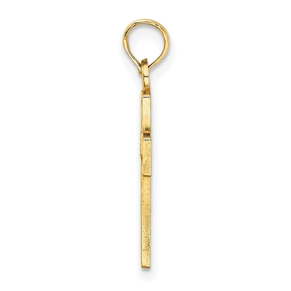 14k Yellow Gold Flower In Cross Charm