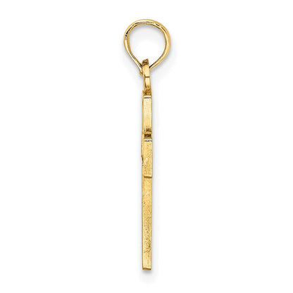 14k Yellow Gold Flower In Cross Charm