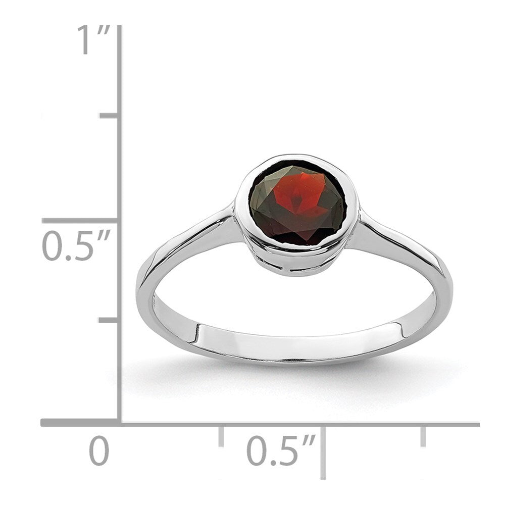 Sterling Silver Rhodium-plated Garnet Ring Size 8