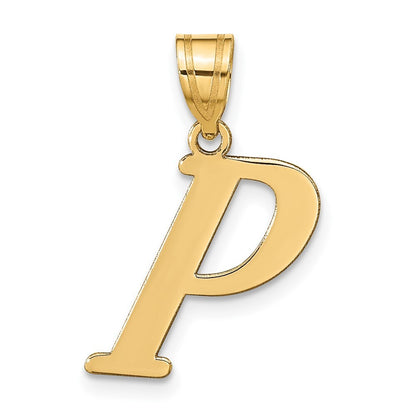 14k Yellow Gold Polished Letter P Initial Pendant for Women