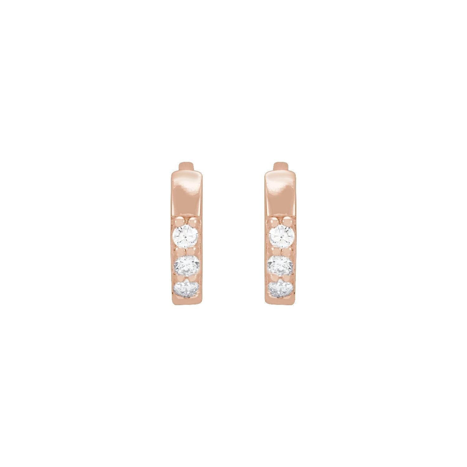 14k Rose Gold .05 CTW Diamond 8 mm Huggie Stud Earrings Fine Jewelry for Women