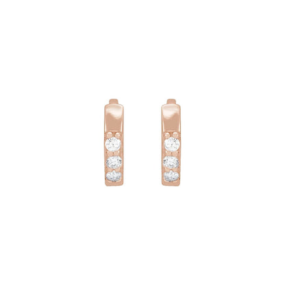 14k Rose Gold .05 CTW Diamond 8 mm Huggie Stud Earrings Fine Jewelry for Women