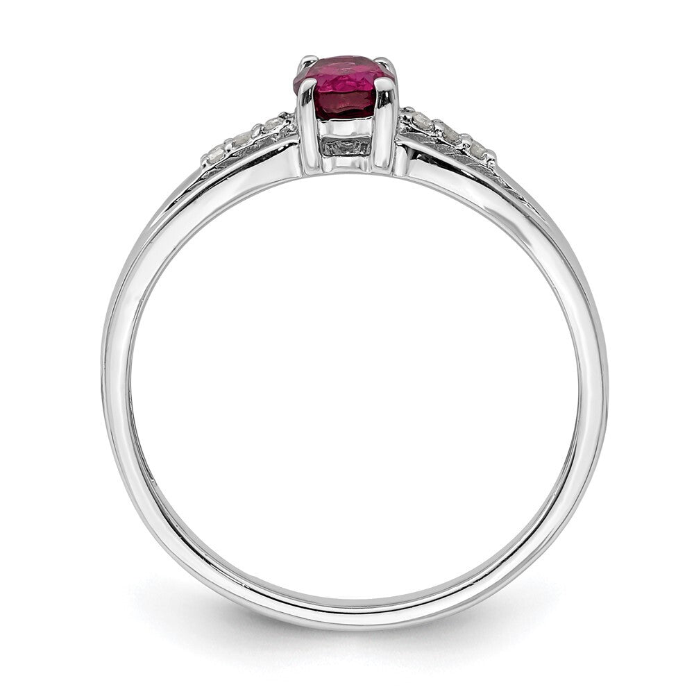 Sterling Silver Rhod-plated Diamond Rhodolite Garnet Ring Size 8