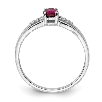 Sterling Silver Rhod-plated Diamond Rhodolite Garnet Ring Size 8