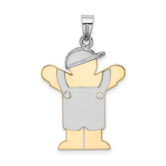 14k Two-Tone Gold Diamond Kid Pendant