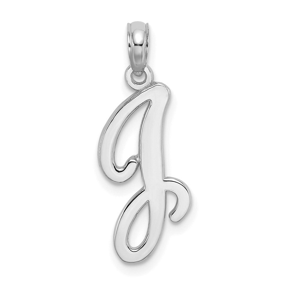 14k White Gold Script Letter J Initial Pendant for Women