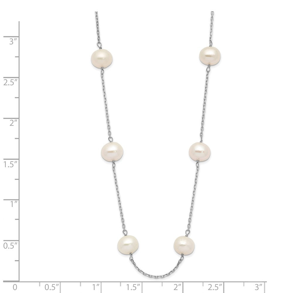 14k White Gold 6-7mm White Freshwater Cultured Pearl 12-Station 18 inch Necklace
