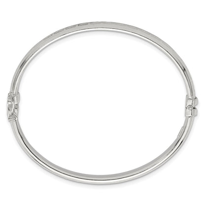 Sterling Silver Polished and Textured 6.50mm Greek Key Hinged Bangle