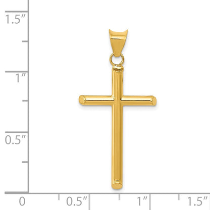 14k Yellow Gold 3-D Polished Hollow Cross Pendant