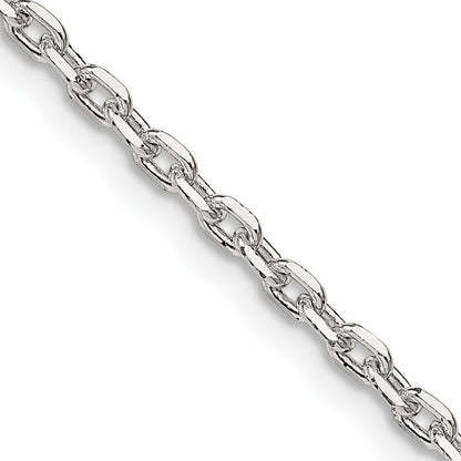 Sterling Silver 2.75mm Beveled Oval Cable Chain Necklace