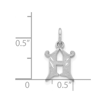 14k White Gold Diamond-cut Letter H Initial Charm Pendant