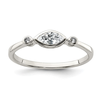 Sterling Silver Rhodium-plated Polished White Topaz Ring Size 8