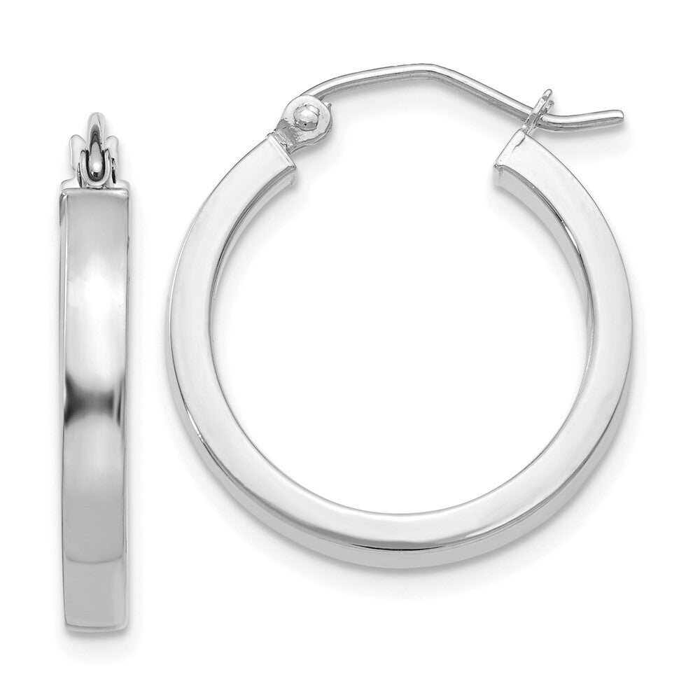 14k White Gold 2x3mm Rectangle Tube Hoop Gift for Women