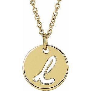 14k Yellow Gold Script Initial L Pendant Necklace 16-18"