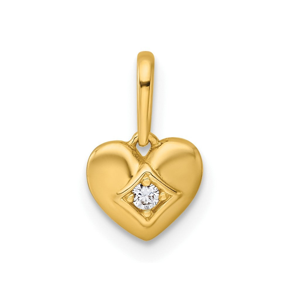 14k Yellow Gold Madi K Polished CZ Heart Childrens Charm / Pendant