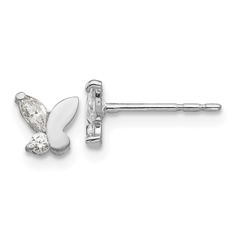14k White Gold CZ Butterfly Earrings