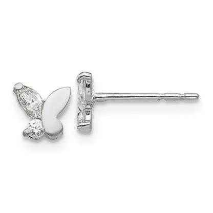 14k White Gold CZ Butterfly Earrings
