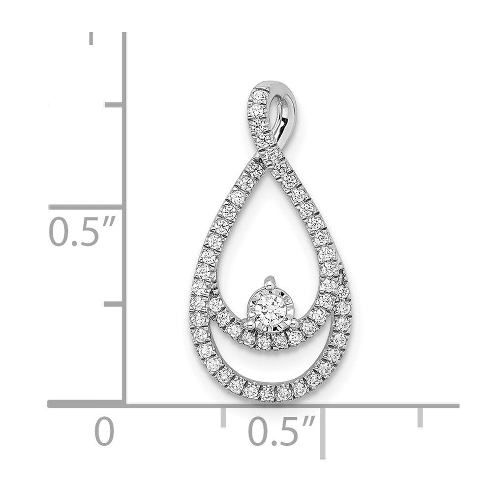 14k White Gold Diamond Teardrop Chain Slide Pendant for Women