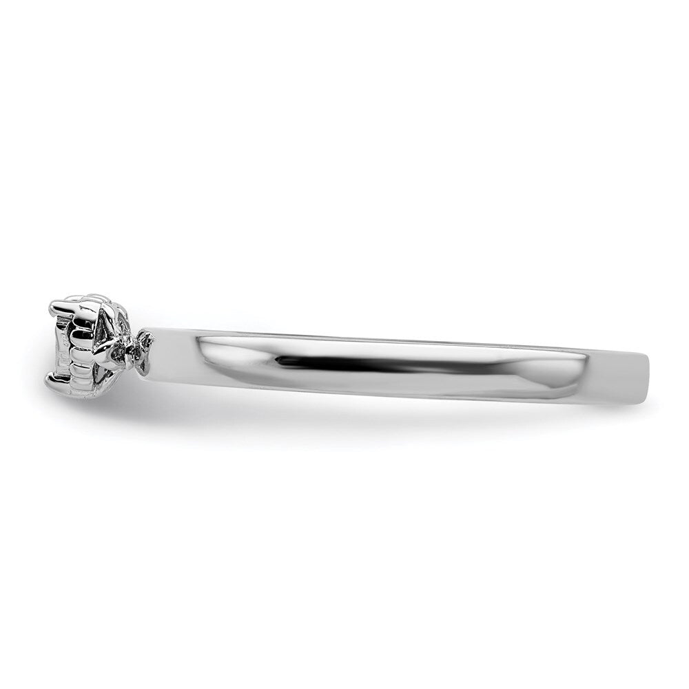 Sterling Silver Rhodium Plated Polished Diamond Heart Shape Ring Size 6