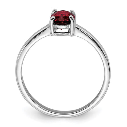 Sterling Silver Rhodium Garnet Ring Size 8