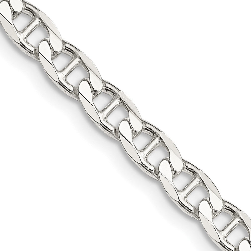 Sterling Silver 4.65mm Diamond-Cut Flat Anchor Curb Chain Necklace