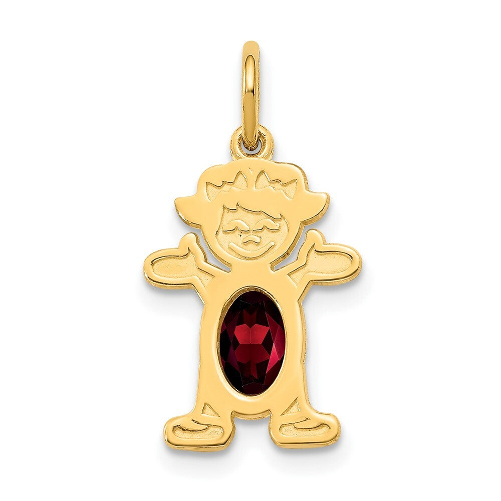 14k Yellow Gold Girl 6x4 Oval Genuine Garnet-Jan Pendant for Women