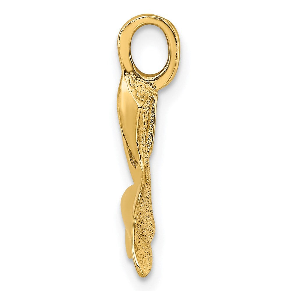 14k Yellow Gold 3-D Polished Whale Tail Charm Pendant