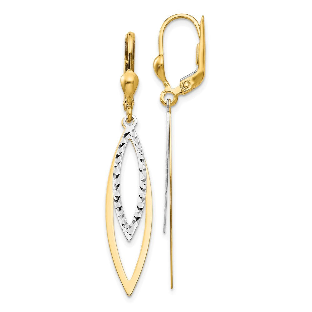 14k Two-tone Diamond-cut Drop Dangle Earrings