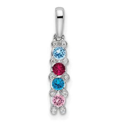 14k White Gold Family Jewelry Diamond Semi-Set Pendant for Women
