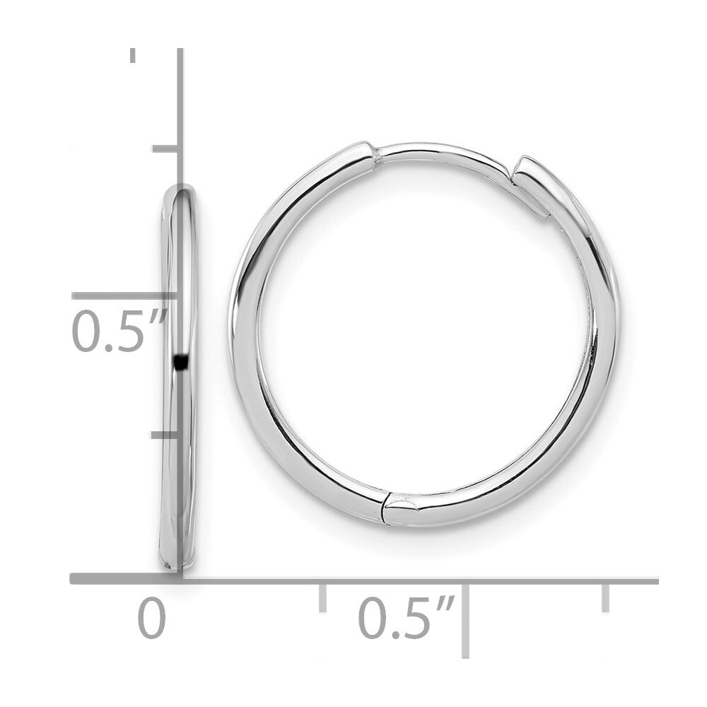 14K White Gold Polished Hinged Hoop Earrings Gift for Women