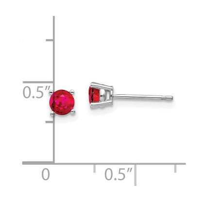 14k White Gold Ruby Stud Earrings Gift for Women