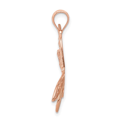 14k Rose Gold Rose Filigree Dragonfly Pendant for Women